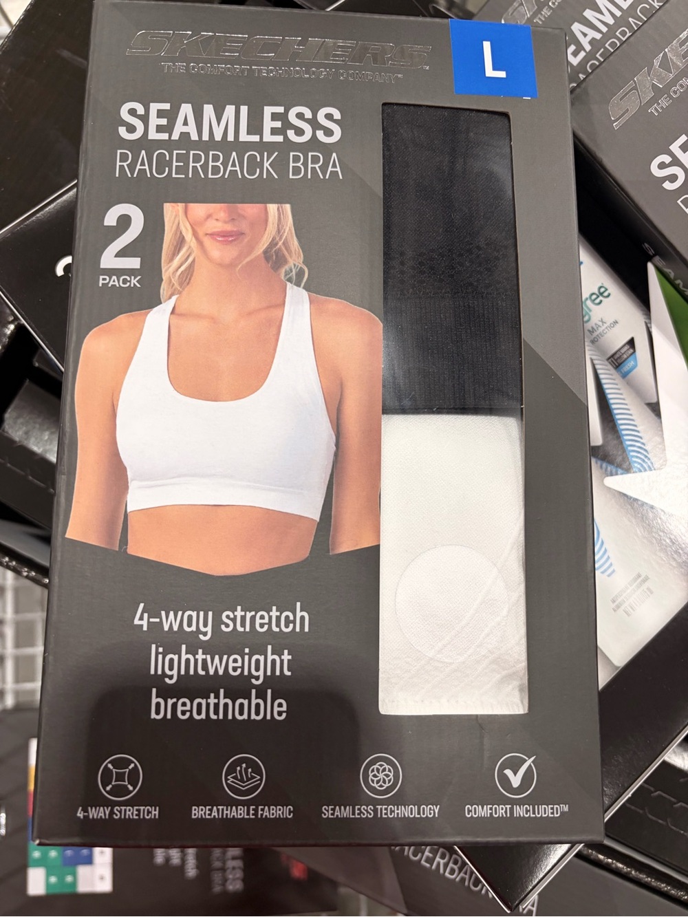 Skechers Seamless Racerback Bra 2-Pack - Black & White new in box